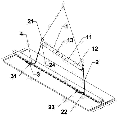 PK prestressed concrete composite slab lifting appliance and lifting method adopting same