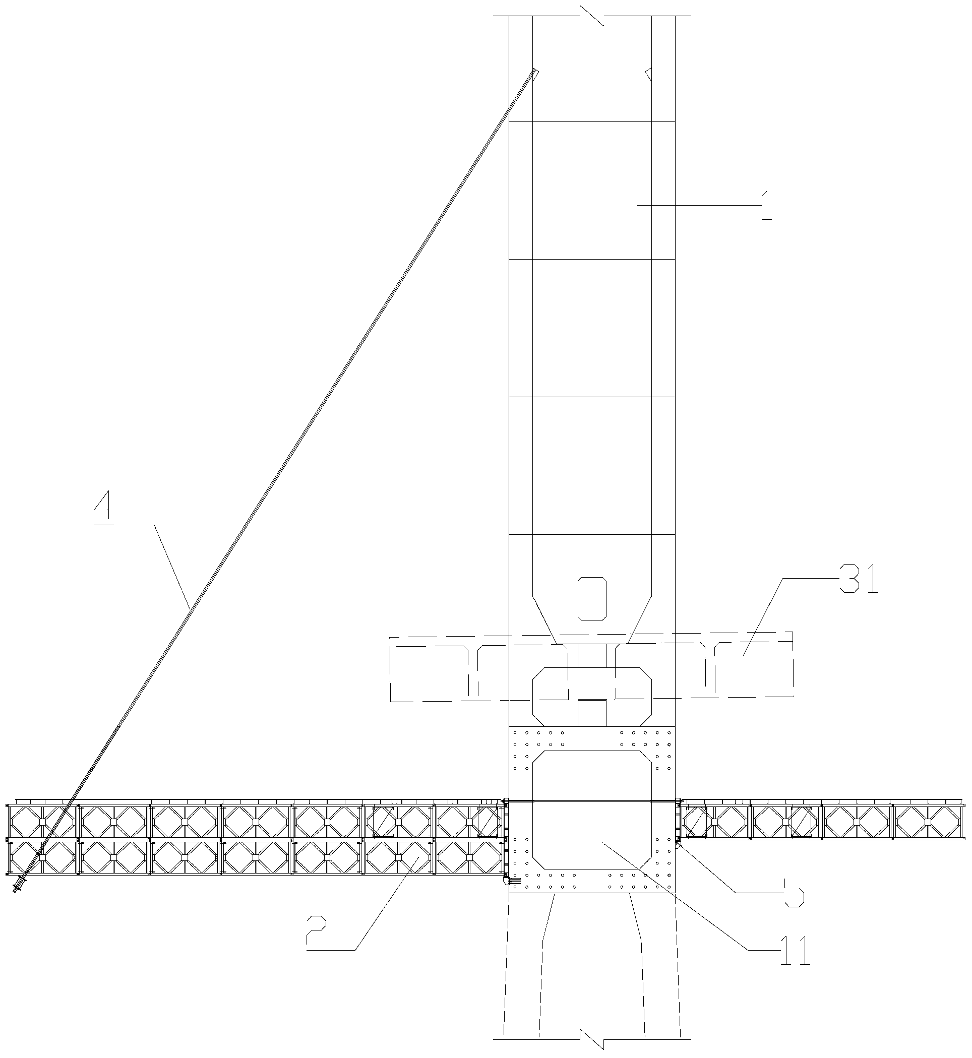 Guyed traveler for cable-stayed bridge and assembly method for guyed traveler