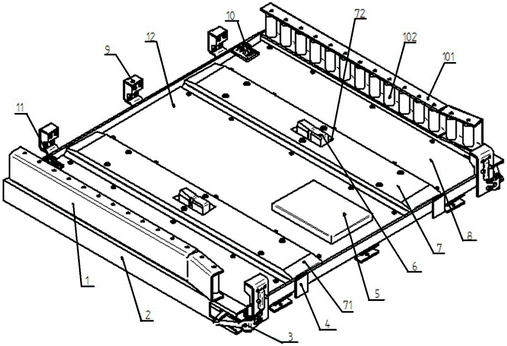 Sliding bottom electricity-taking and self-locking electric bus battery quick-change pellet device