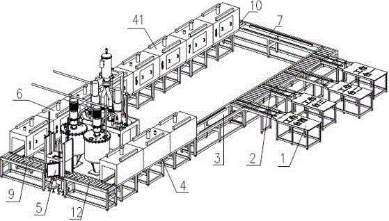 Casting assembly line and method for mutual inductors