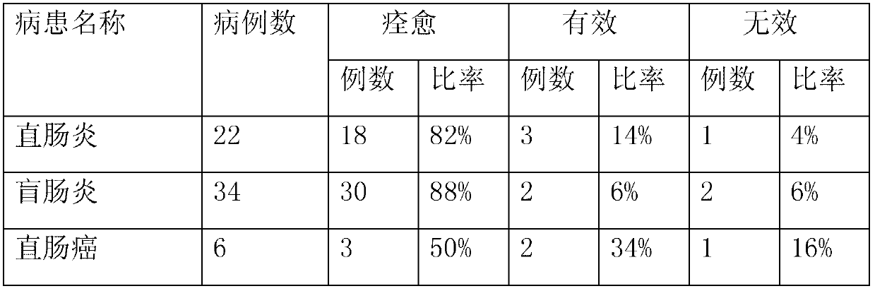 Traditional Chinese medicine composition for treating proctitis and appendicitis, and restraining rectum cancer