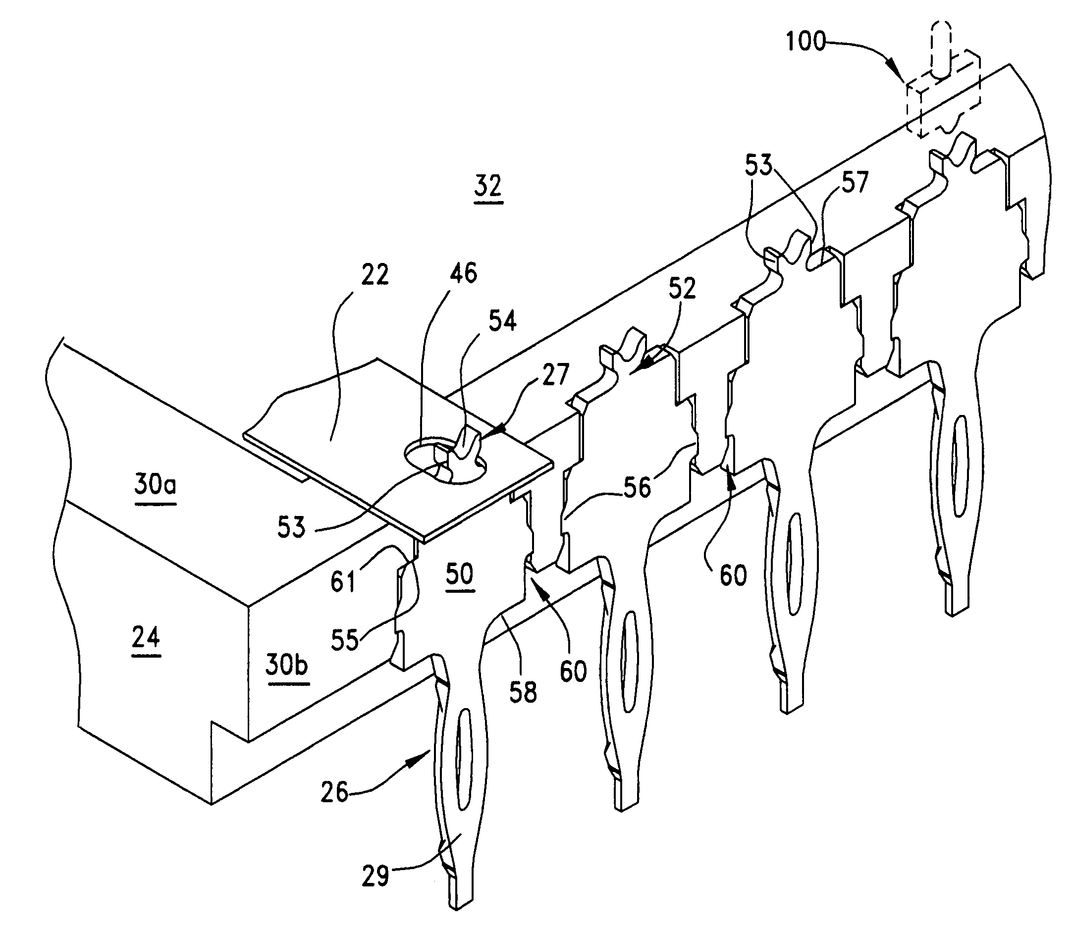 Heating element connector assembly with press-fit terminals