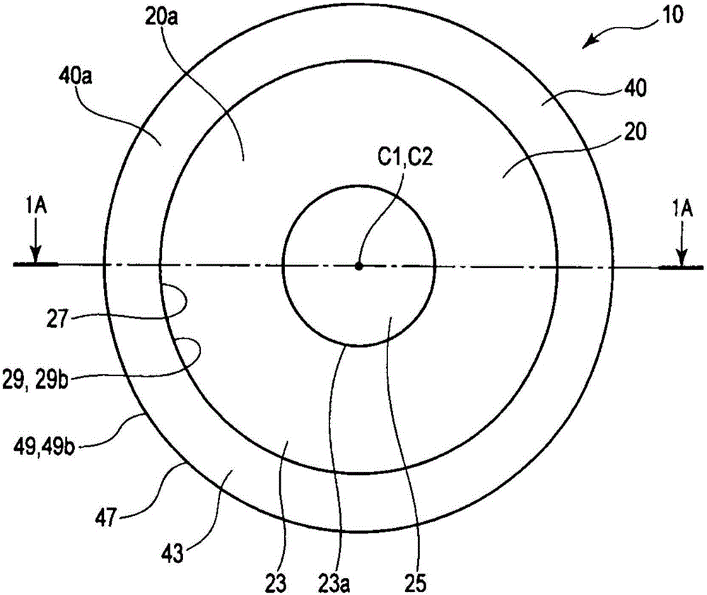 Device for producing composite optical element and method for producing composite optical element