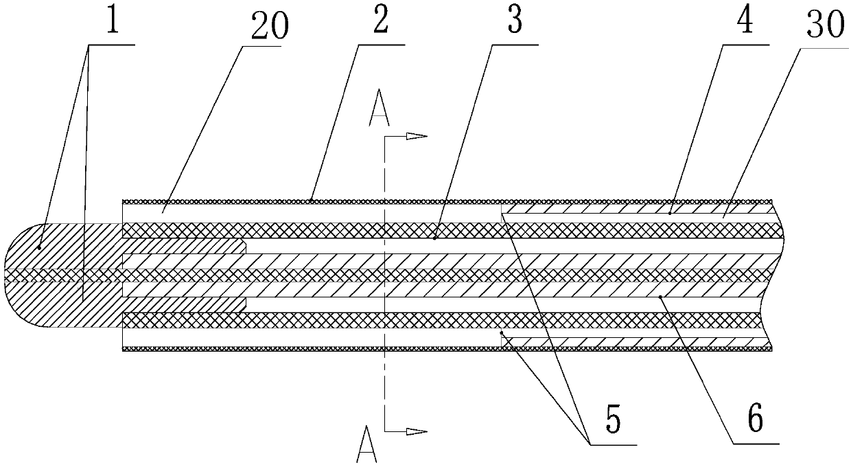 Far-end drainage device for operation electrode and operation electrode instrument