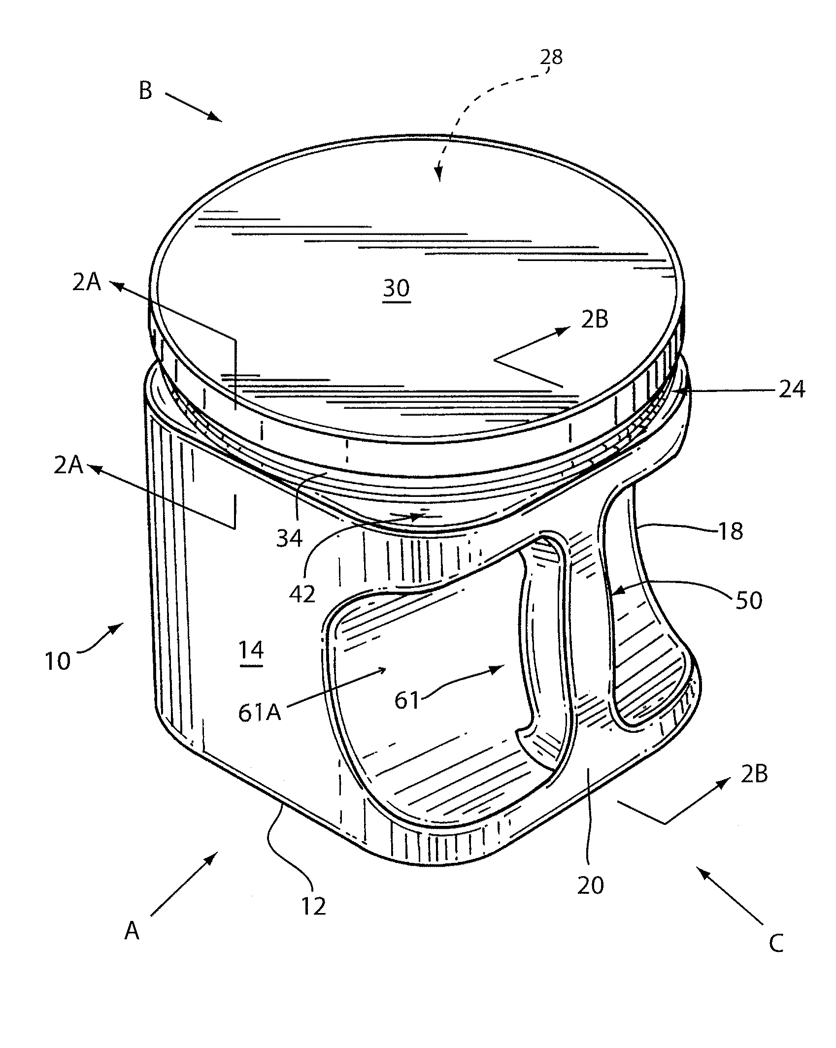 Plastic coffee container with handle