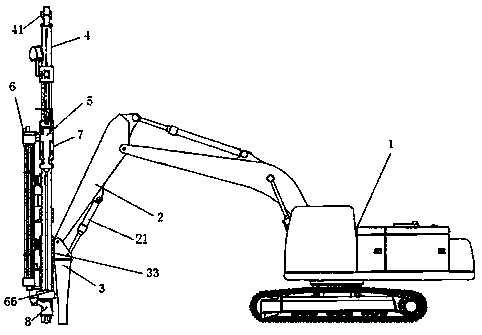 A drilling rig transformed from an excavator