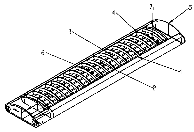 Cambered grille lamp with cold cathode tube