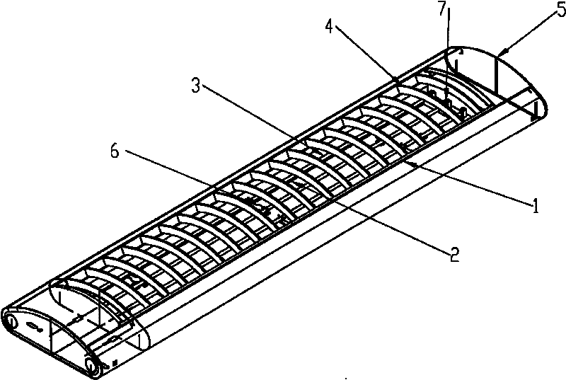 Cambered grille lamp with cold cathode tube