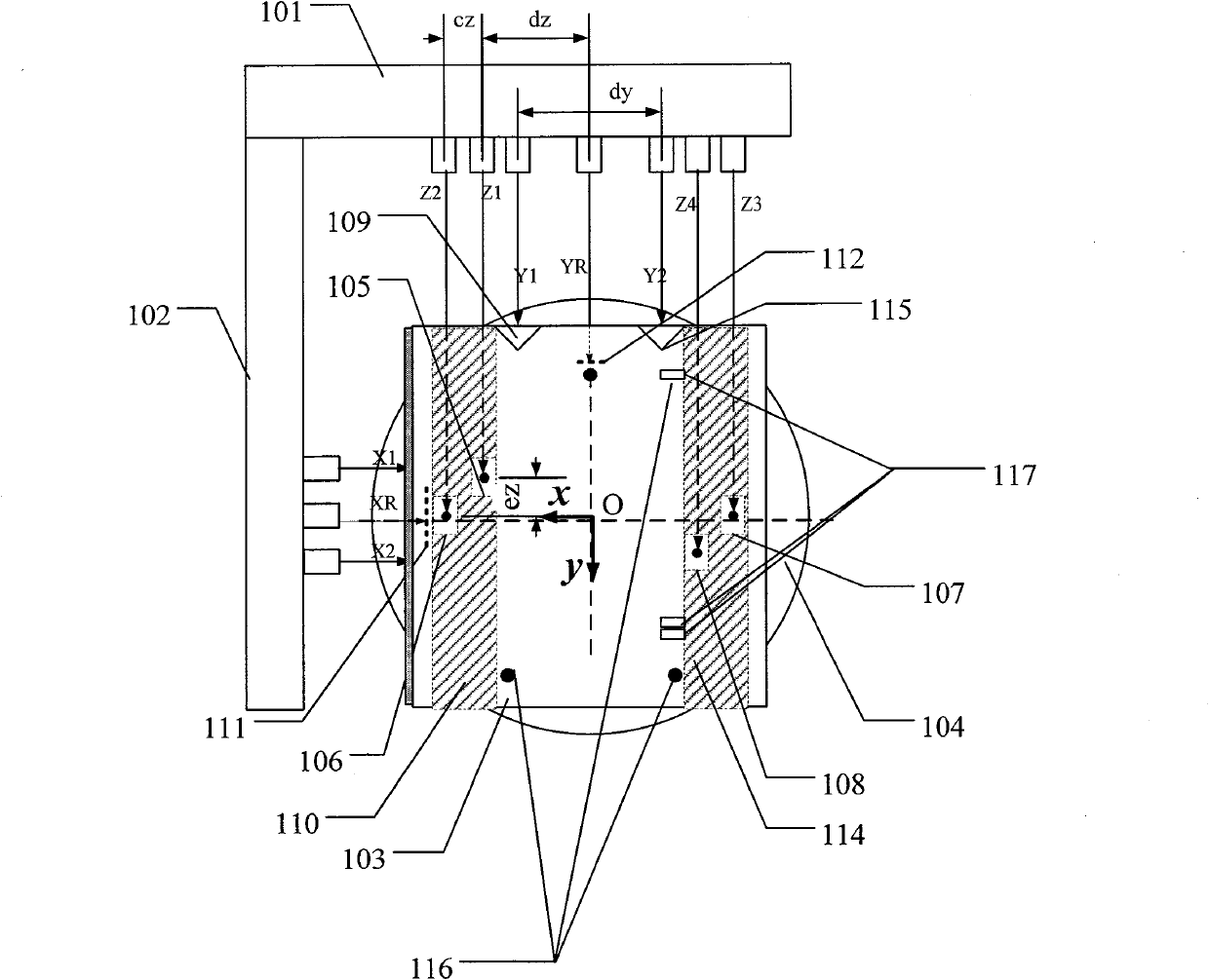 Measuring device and measuring method for position of reticle stage of scanning lithography