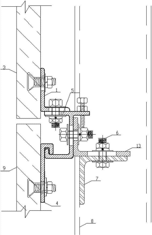 Back-hung stone or porcelain curtain wall panel connection and adjustment device