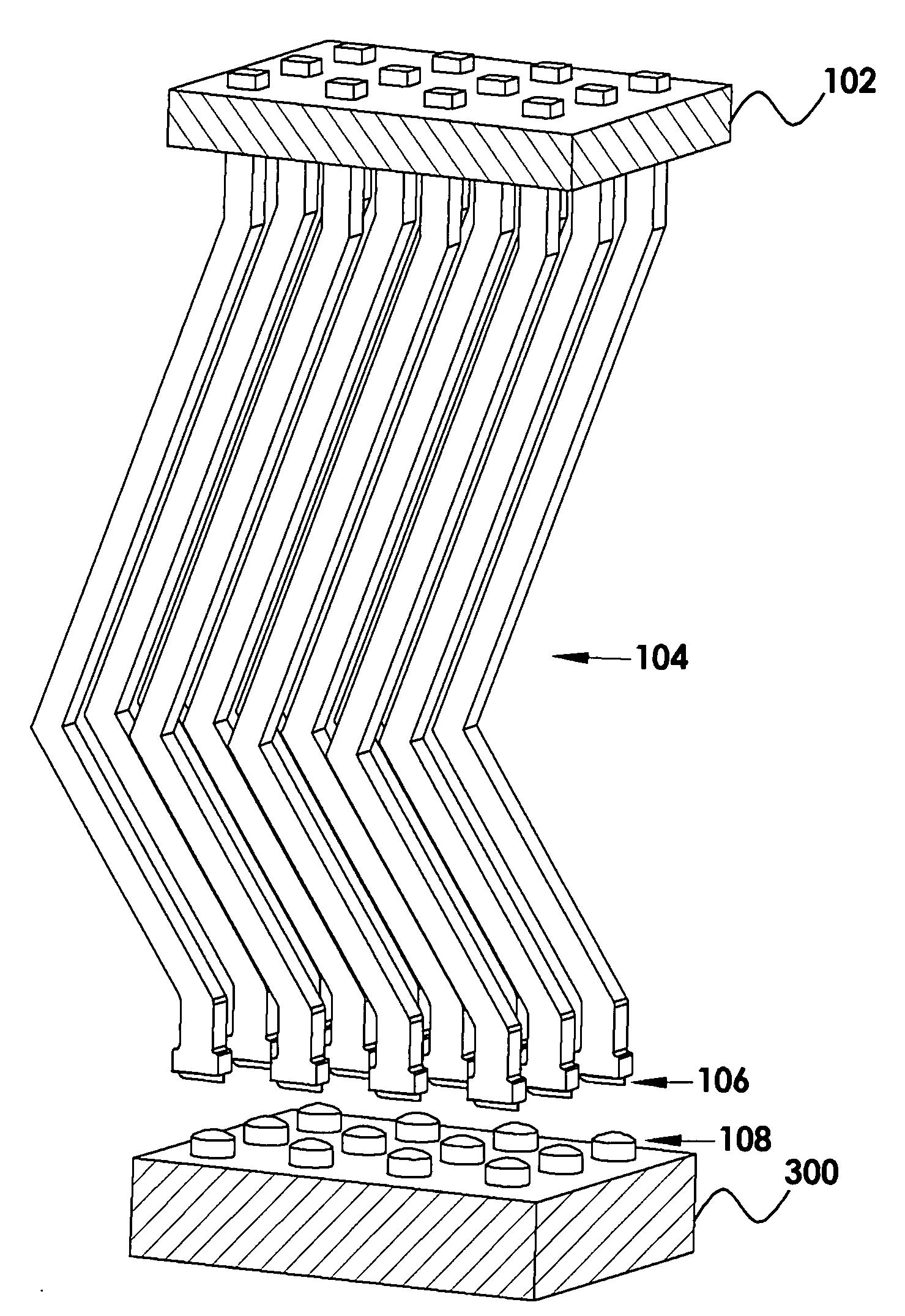 Probe skates for electrical testing of convex pad topologies