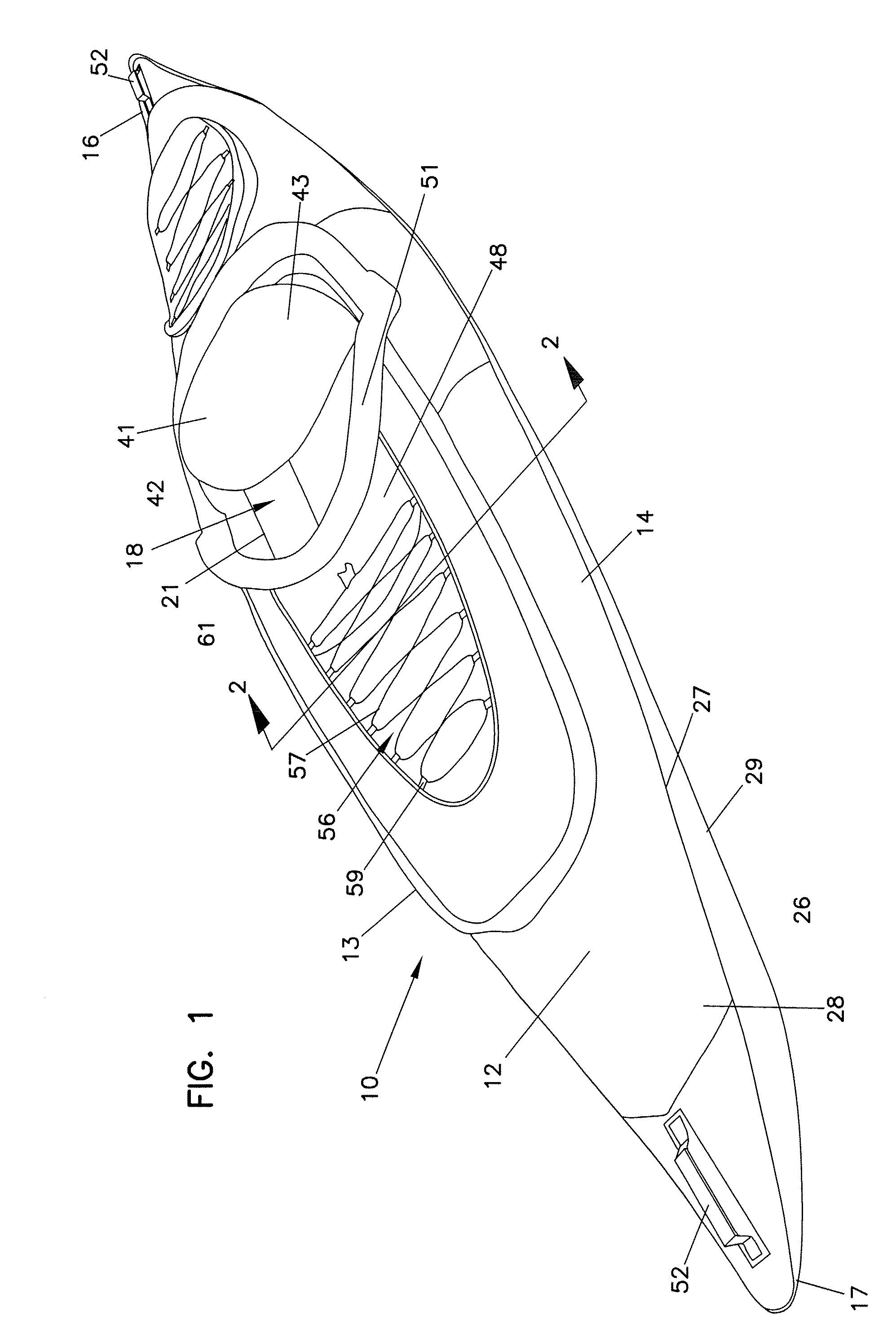 Inflatable keel floor chamber for inflatable kayaks