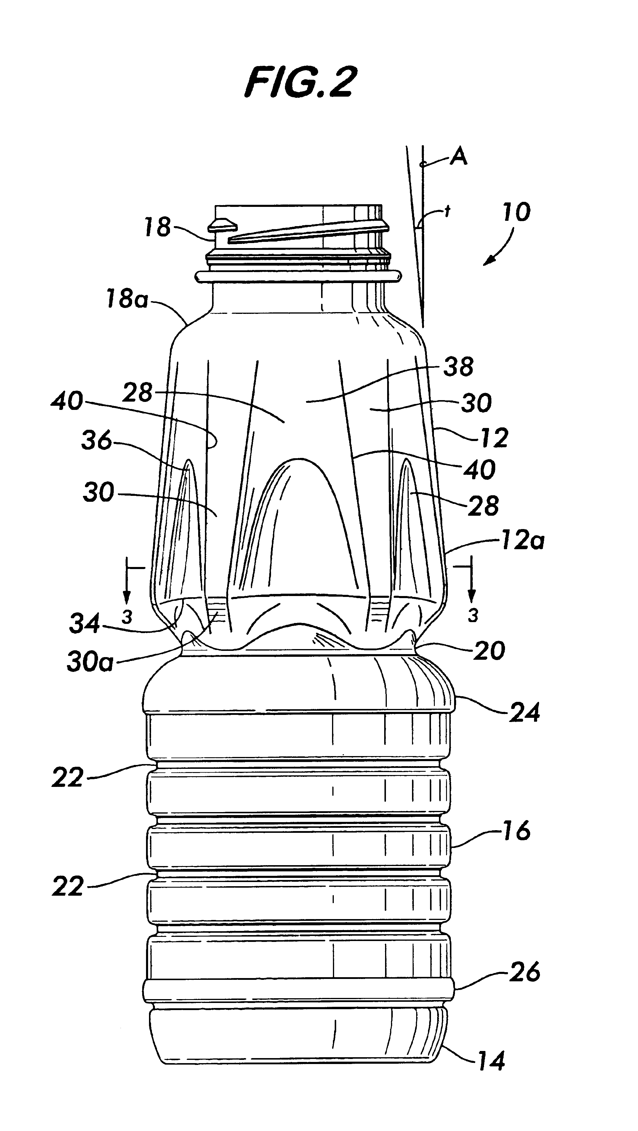 Blow molded slender grippable bottle having dome with flex panels