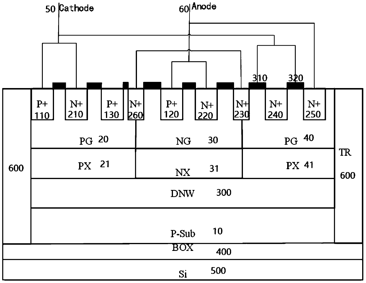 ESD protection structure with low trigger voltage, integrated circuit and equipment