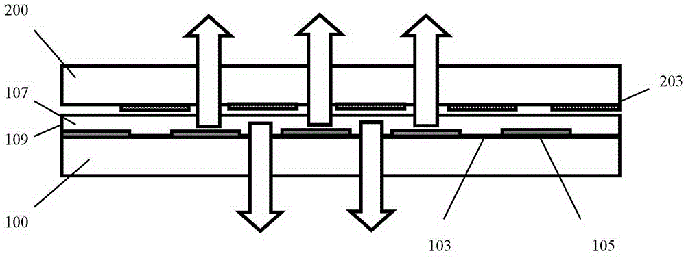 Double-sided light emitting device for OLED display screen and preparation method