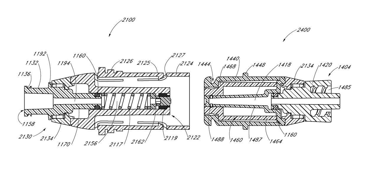 Medical connectors with fluid-resistant mating interfaces