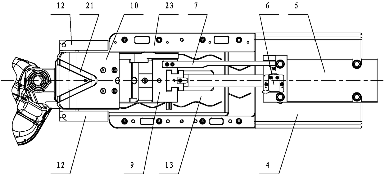 The demoulding device at the water injection port of the water tank cover of the automobile