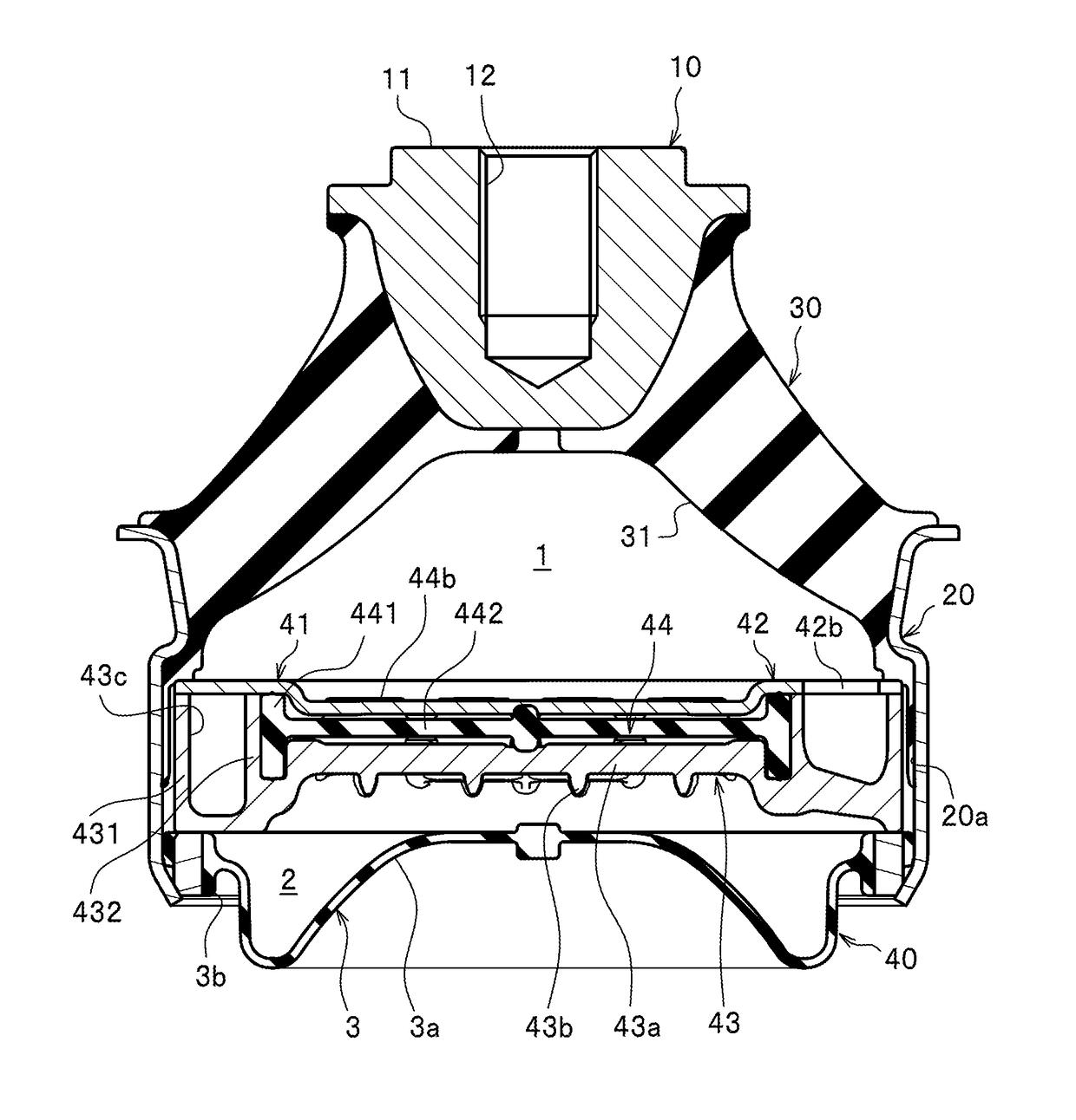 Liquid-charged antivibration device