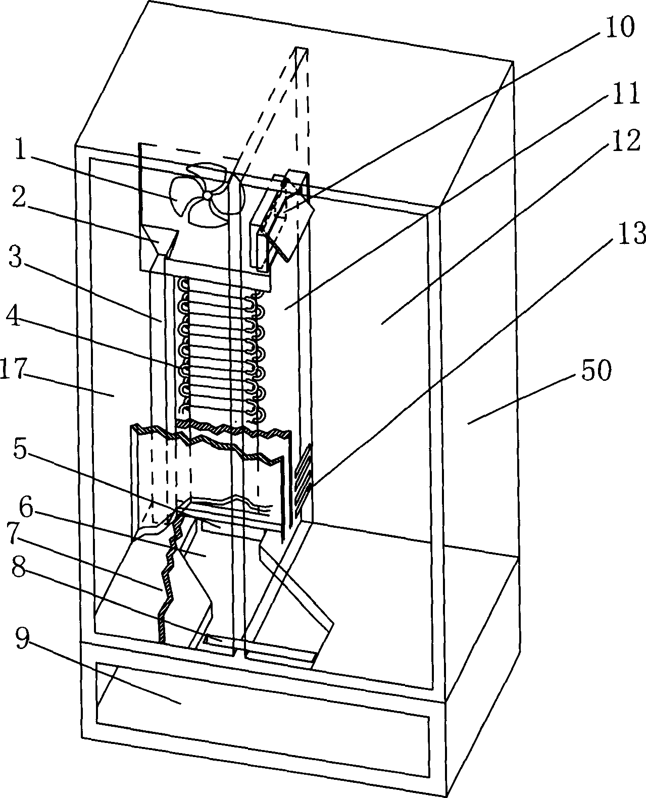 Three doors refrigerator of evaporator