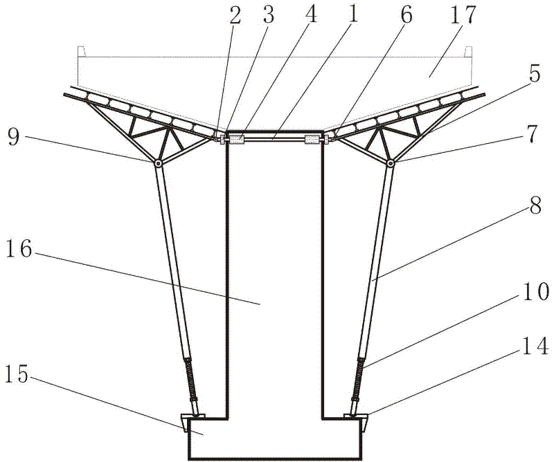 A cantilever diagonal brace used for pouring bridge pier cover beams