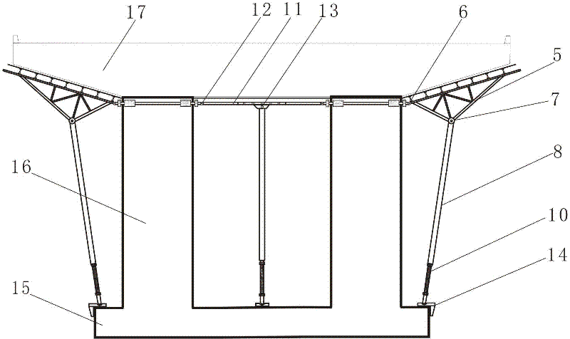 A cantilever diagonal brace used for pouring bridge pier cover beams