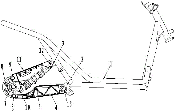 Suspension device for rear wheel