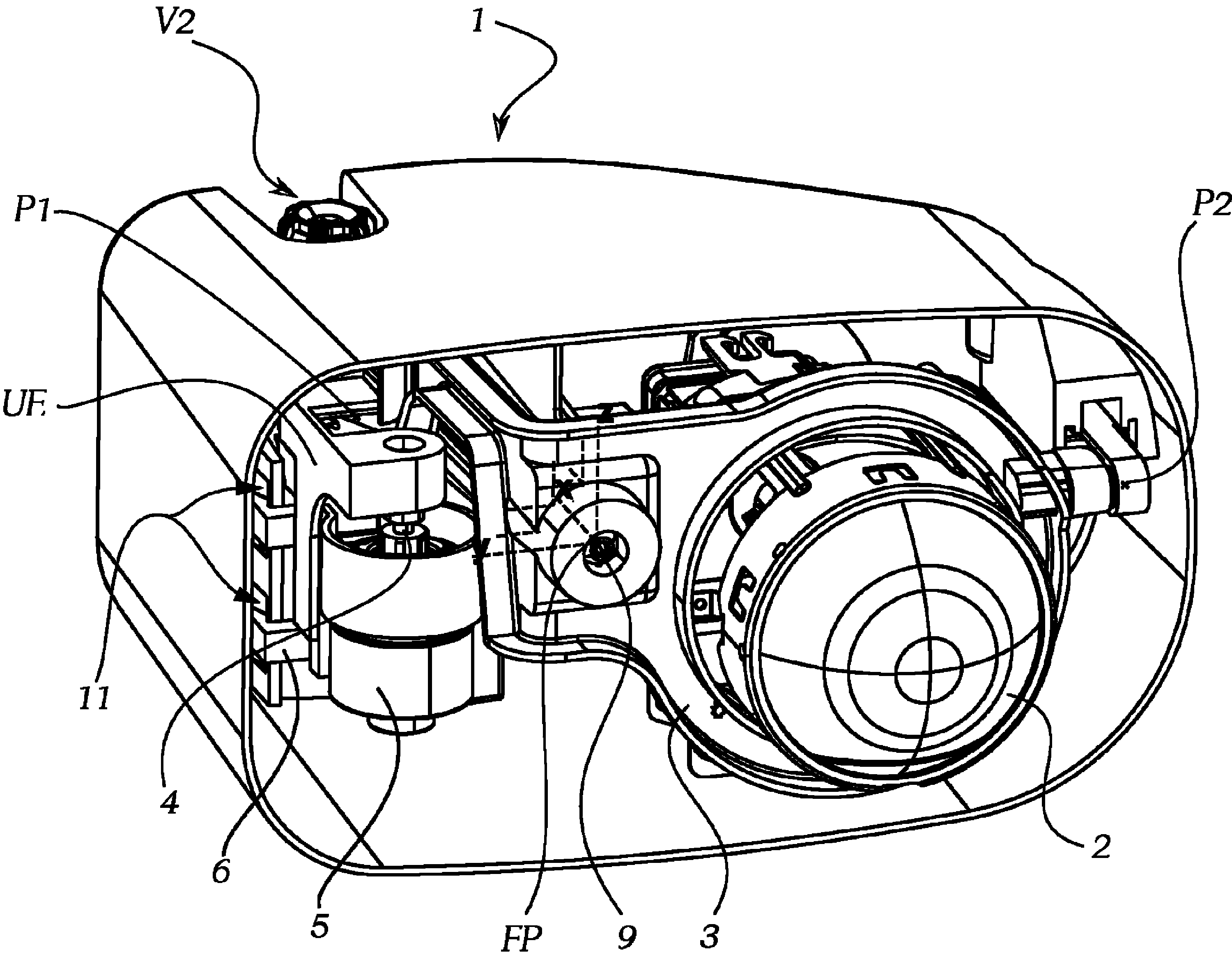 Adjusting system for a vehicle headlamp