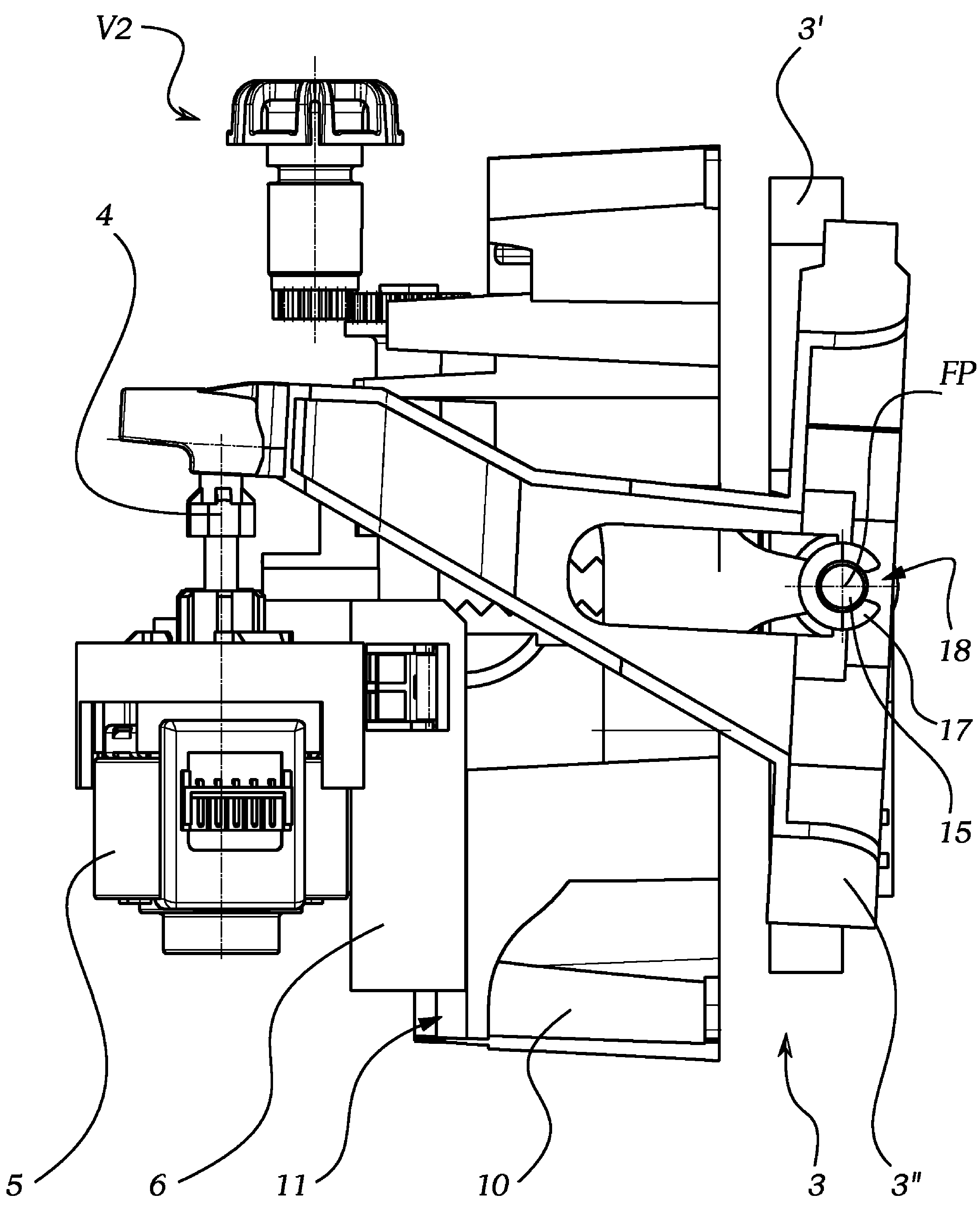 Adjusting system for a vehicle headlamp