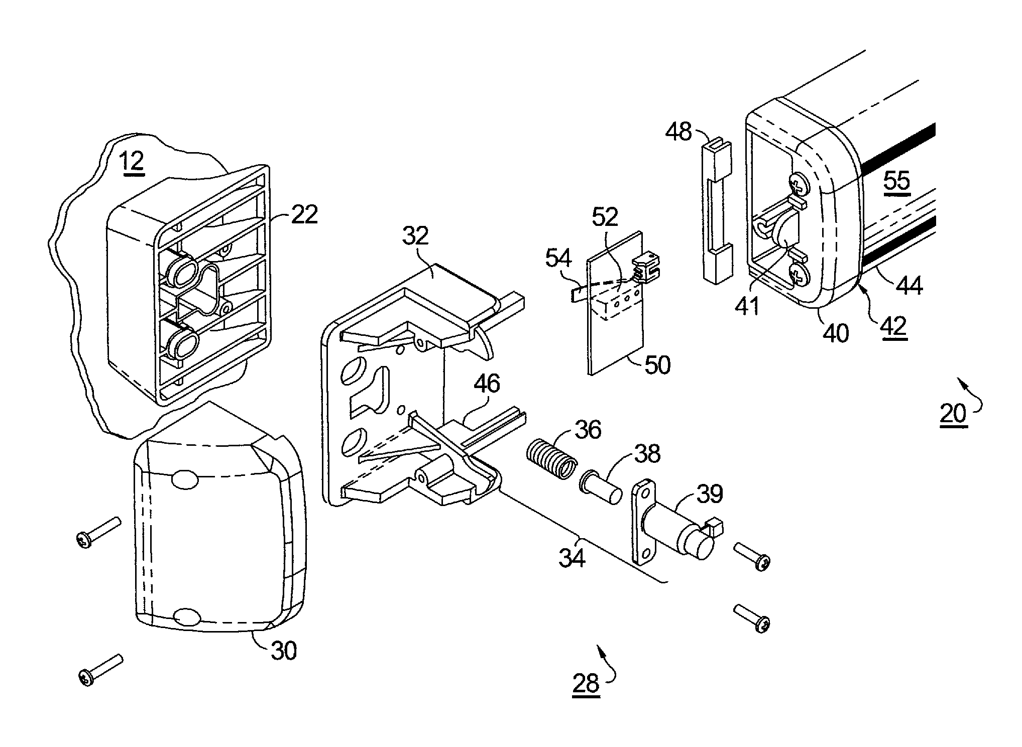 Access control device for a door