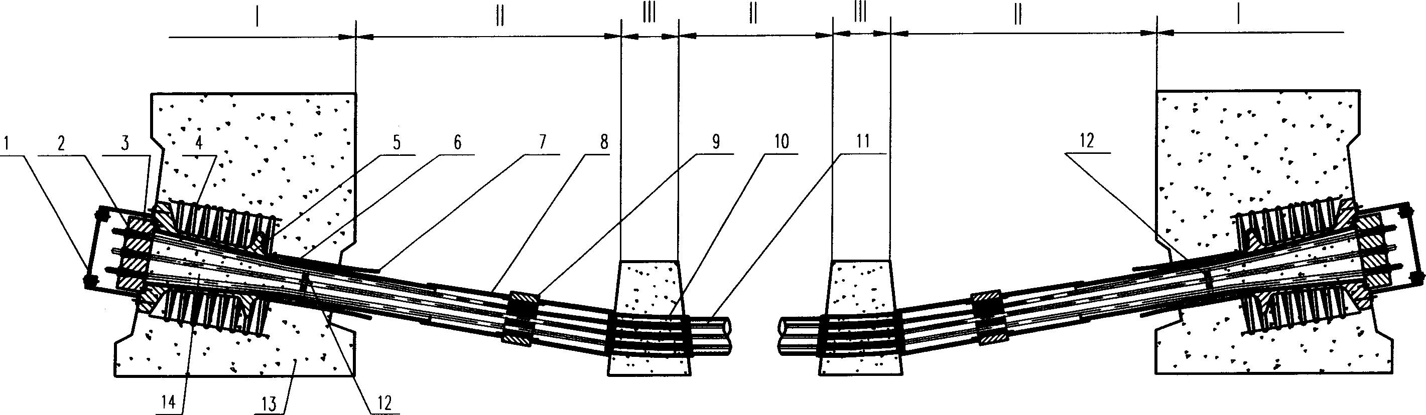 Outer prestress system and its construction process