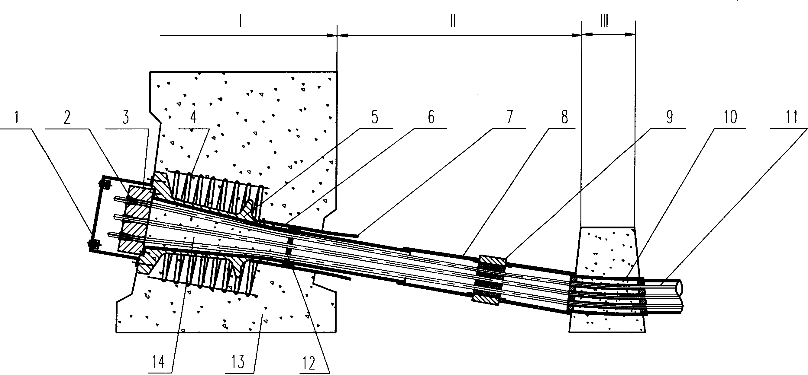 Outer prestress system and its construction process