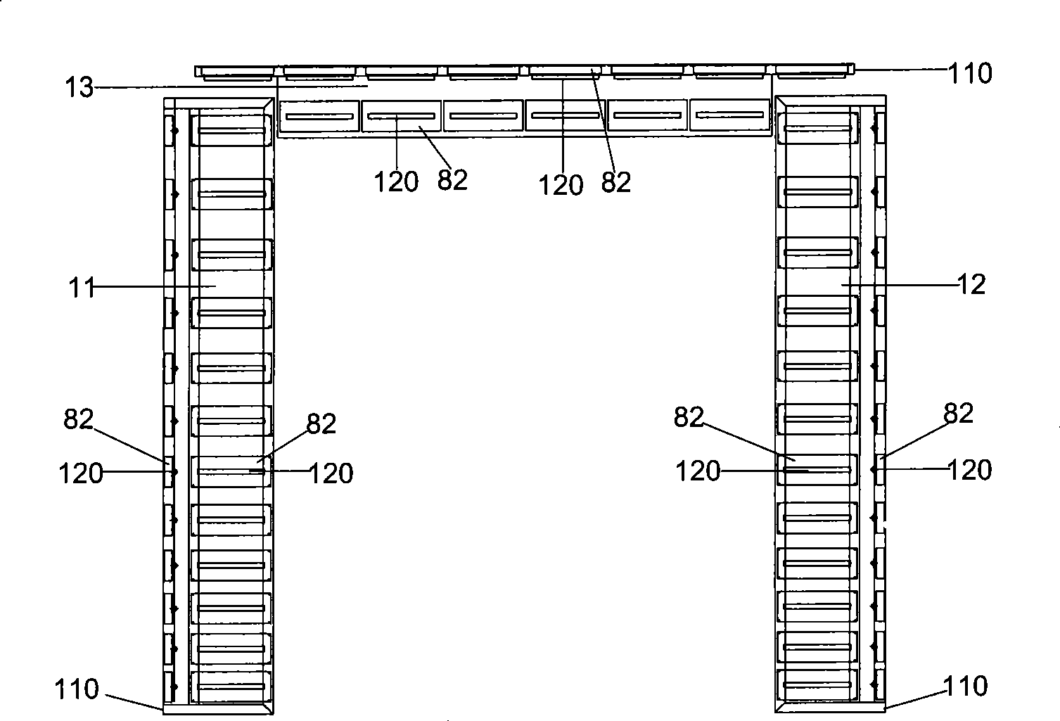 Powder curing heating device for container and heating system