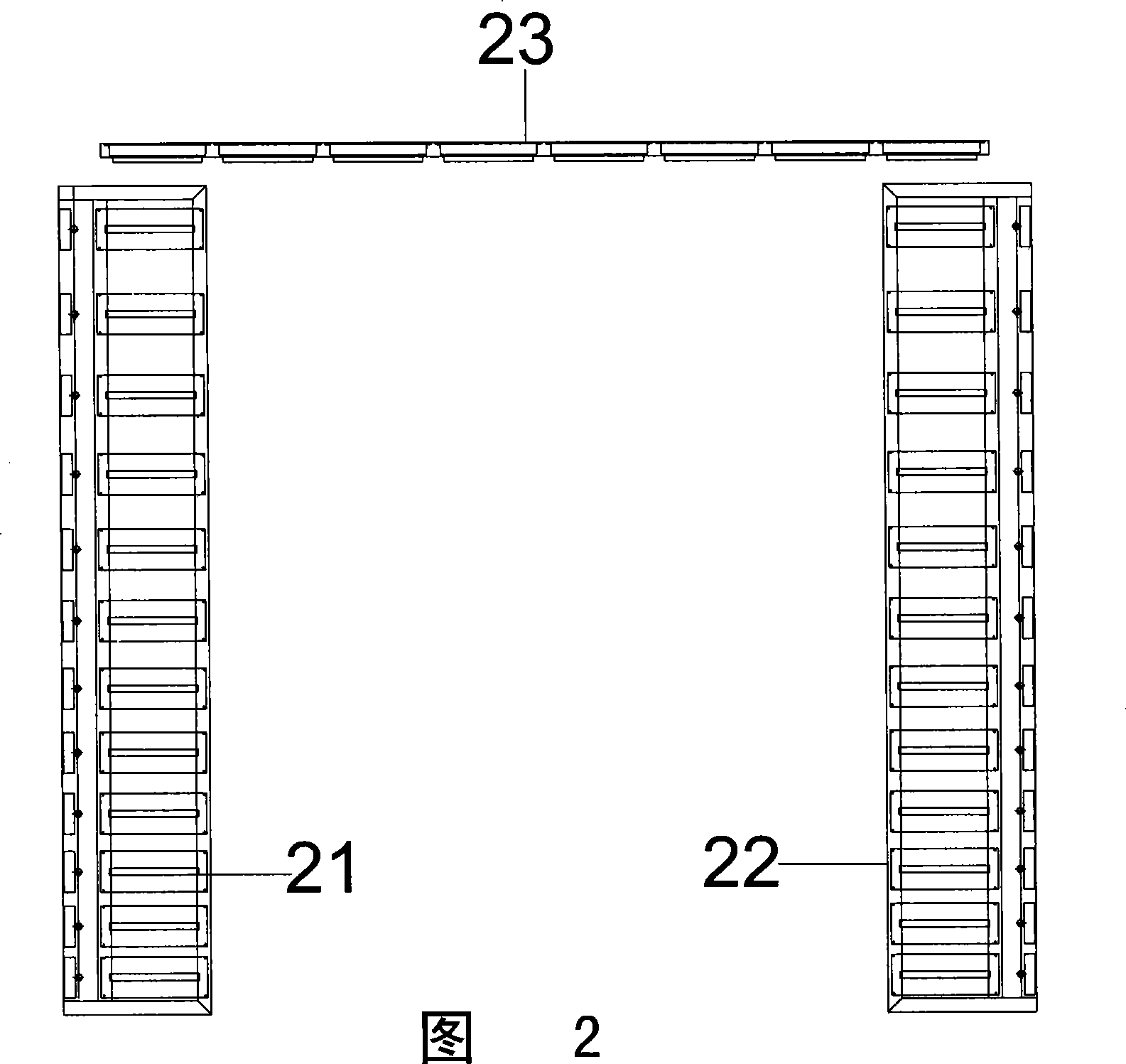 Powder curing heating device for container and heating system