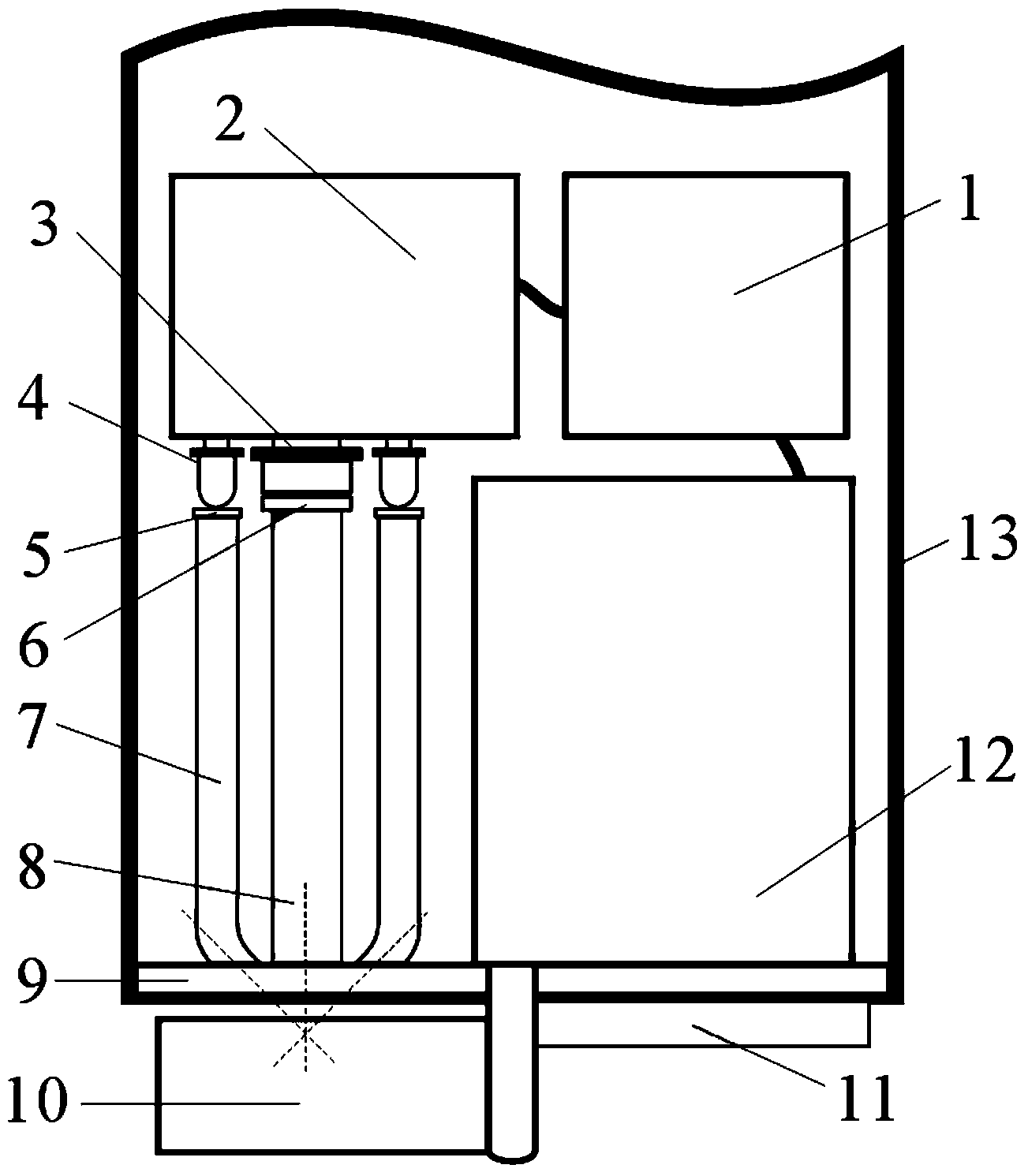 In situ fluorescence detection device for algae concentration