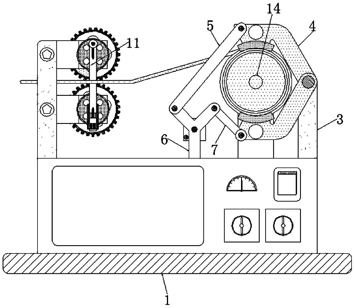 Cable winding device for quantitative cable winding and automatic cutting based on movement of toothed bar