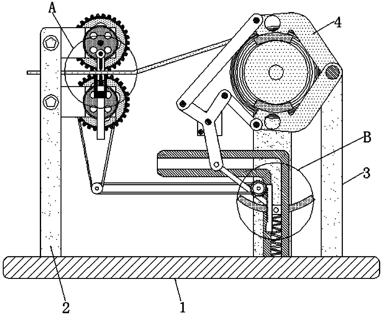 Cable winding device for quantitative cable winding and automatic cutting based on movement of toothed bar