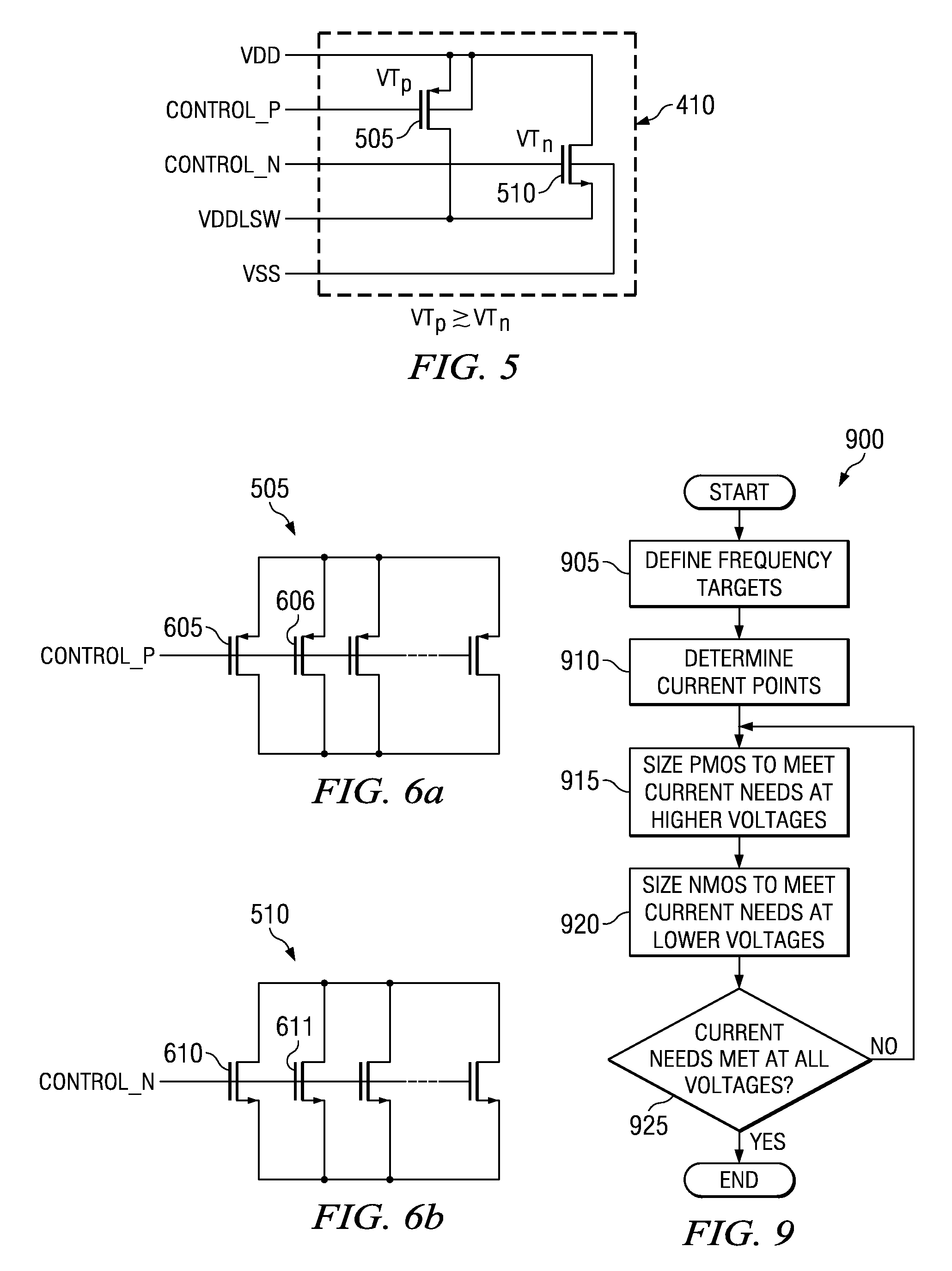 Integrated header switch with low-leakage PMOS and high-leakage NMOS transistors