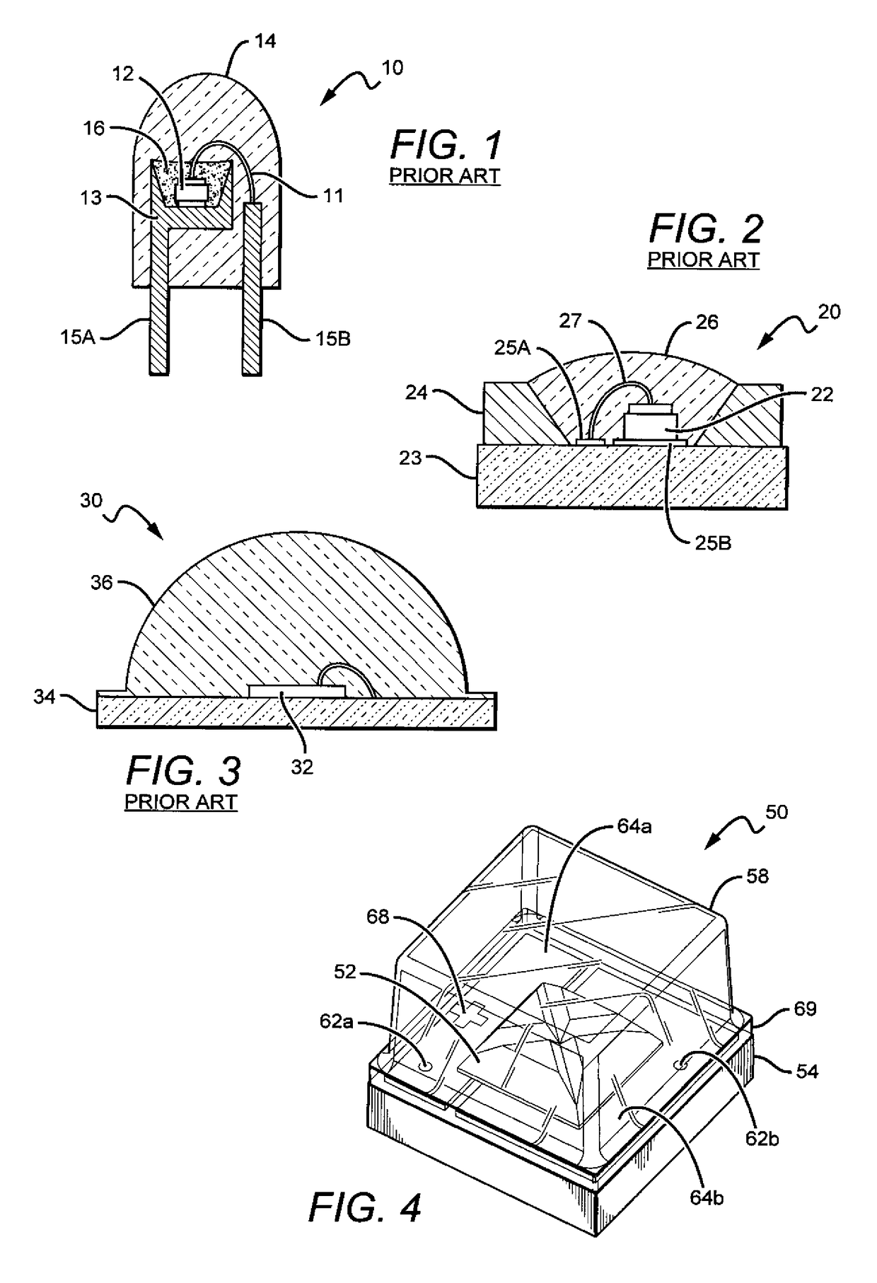 LED package with encapsulant having curved and planar surfaces