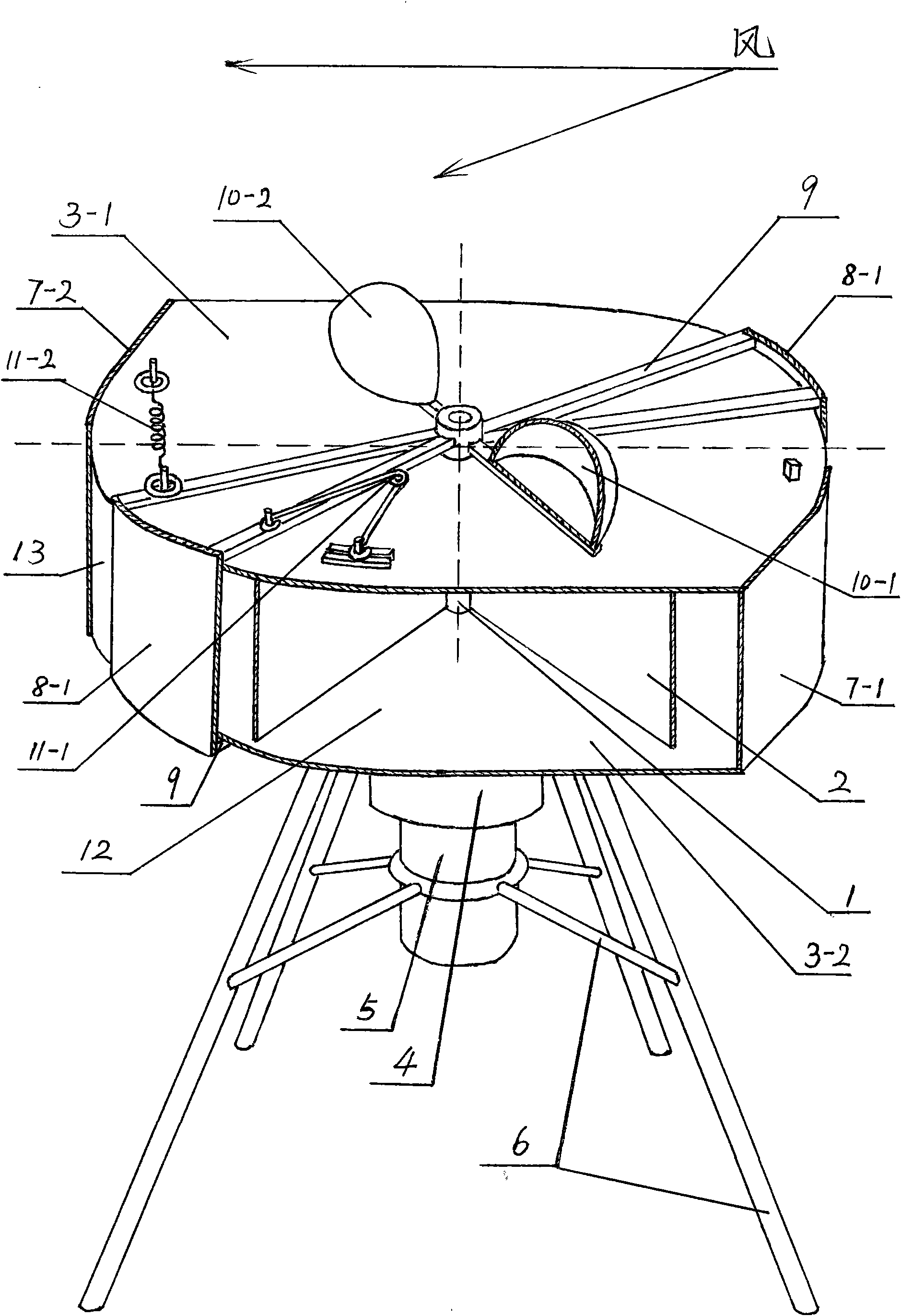 Elastic speed-regulating land wind driven generator