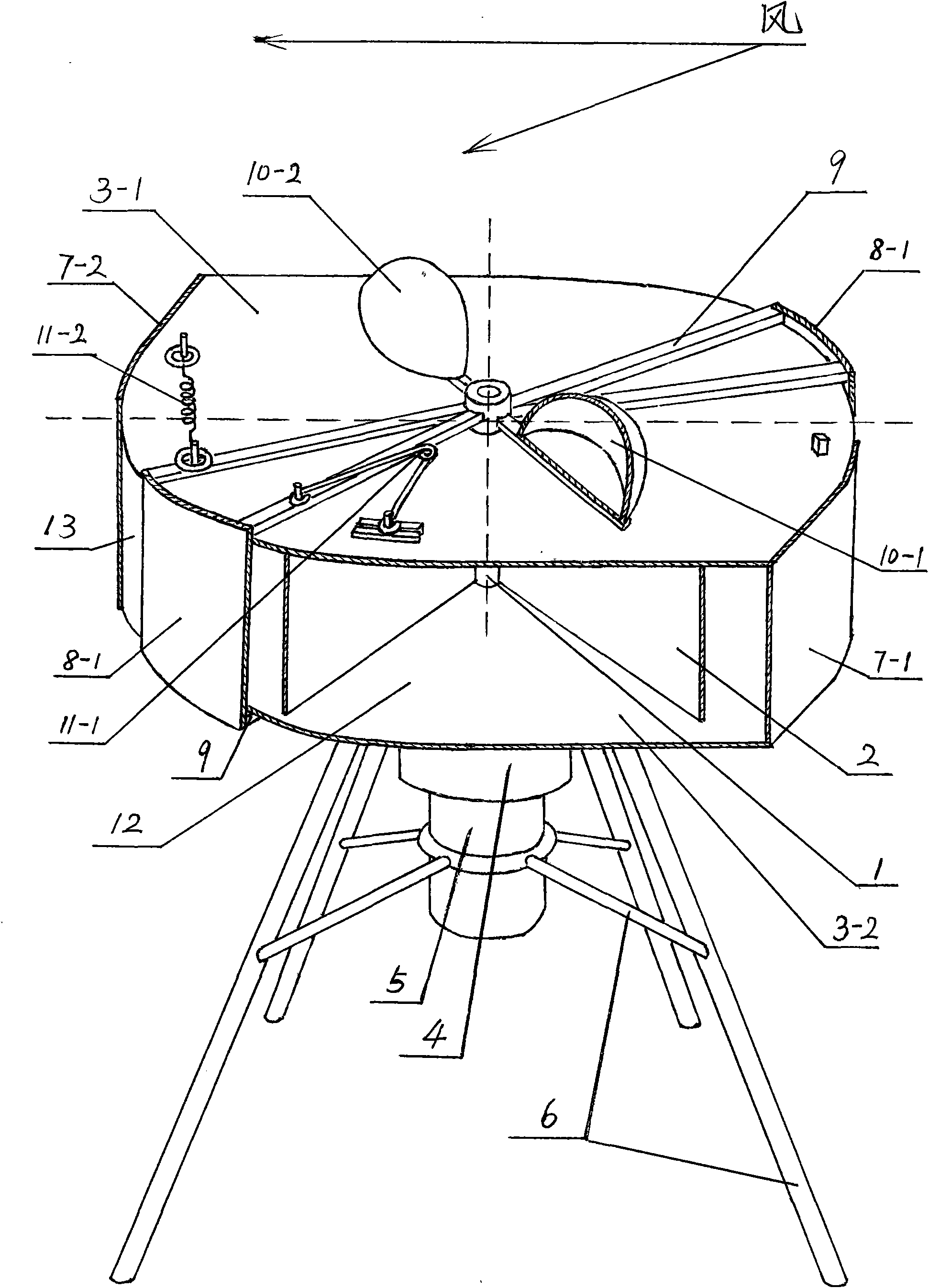 Elastic speed-regulating land wind driven generator