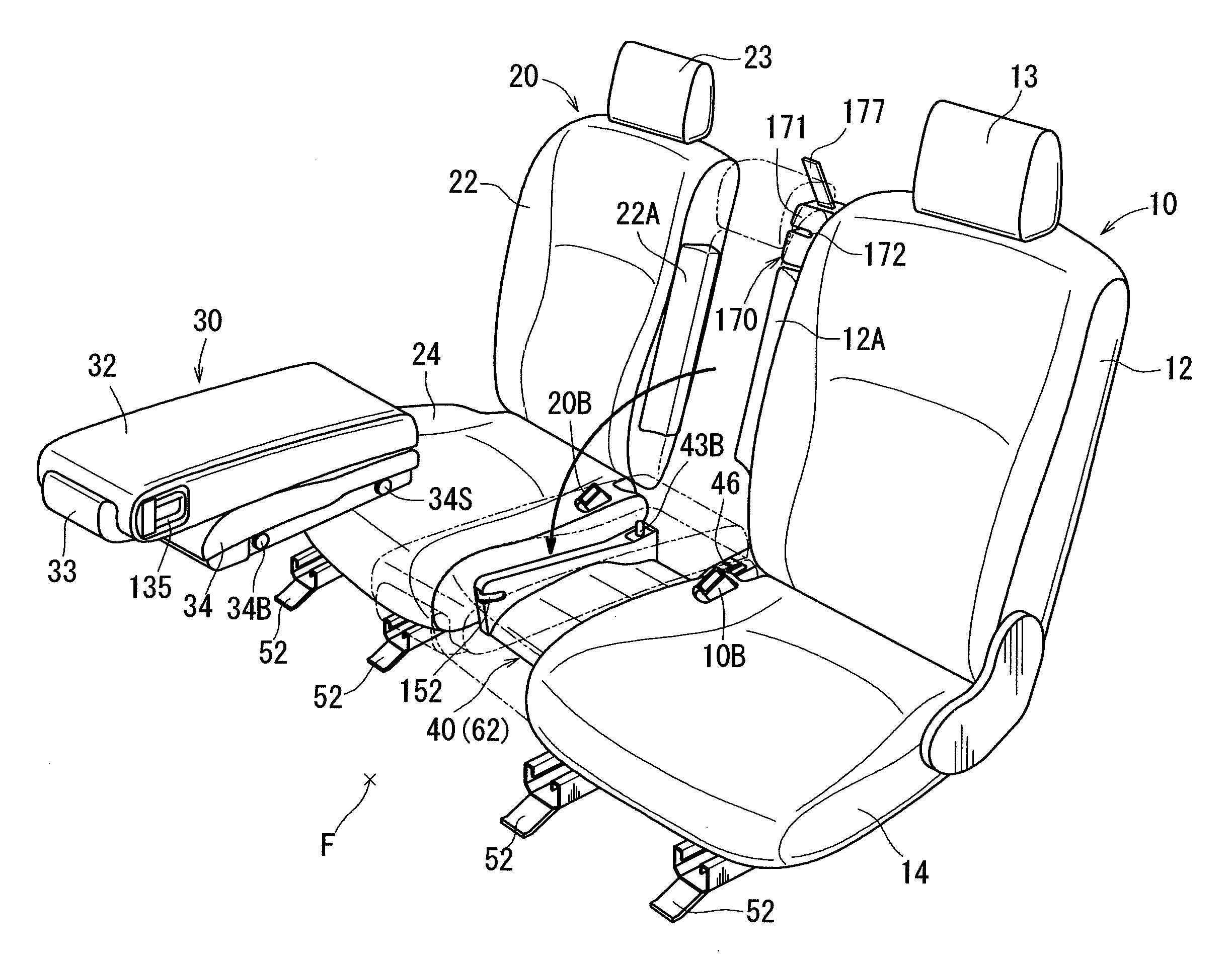 Structure for storing seat for automobile