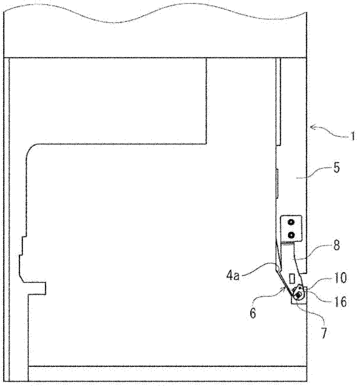 Opening and closing device of office machine and office machine