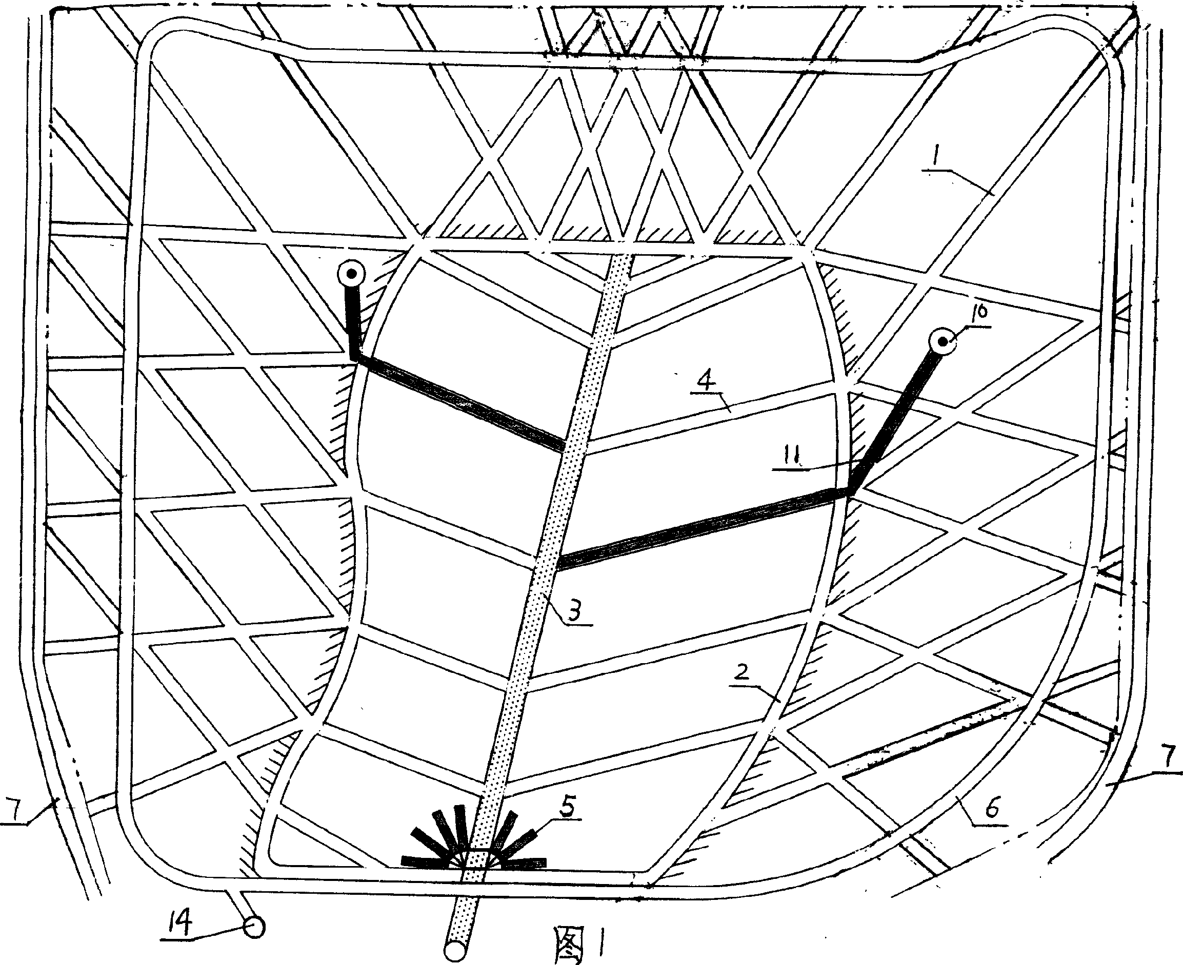 Reticular blind drainage method for groundwater of sanitary landfill for disposing house refuse