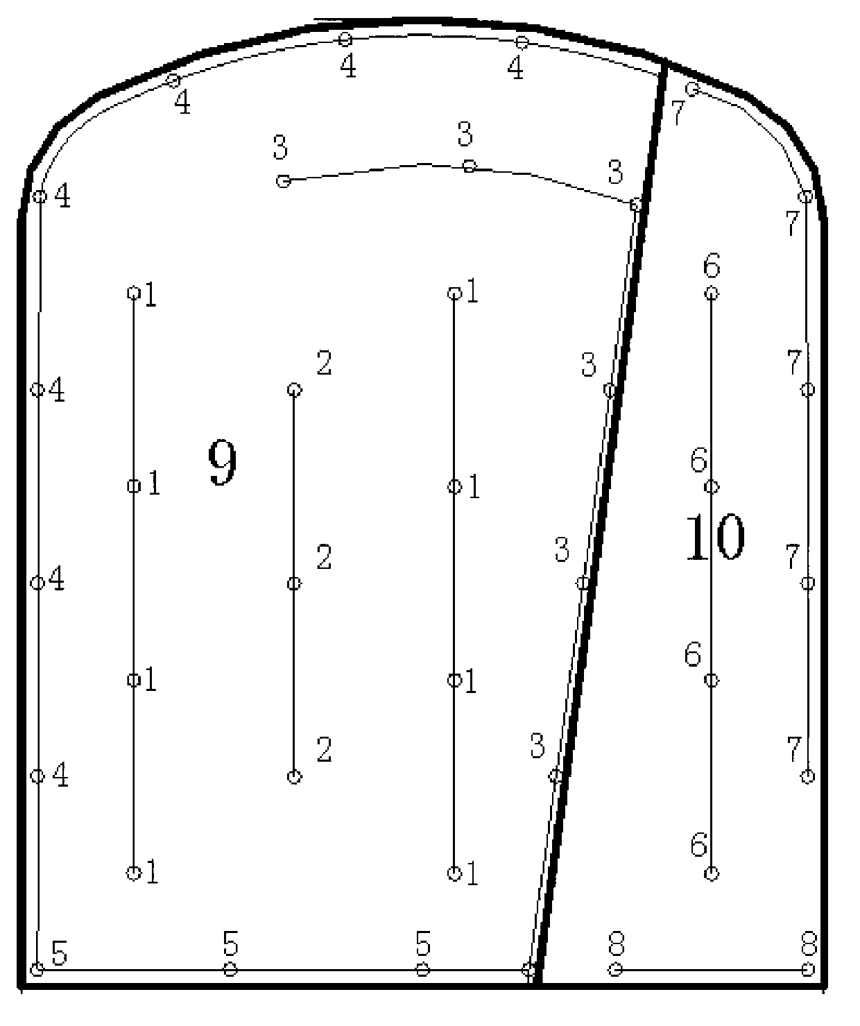 Method for blasting inclined thin ore body by dividing ores and rocks in area in drift driving