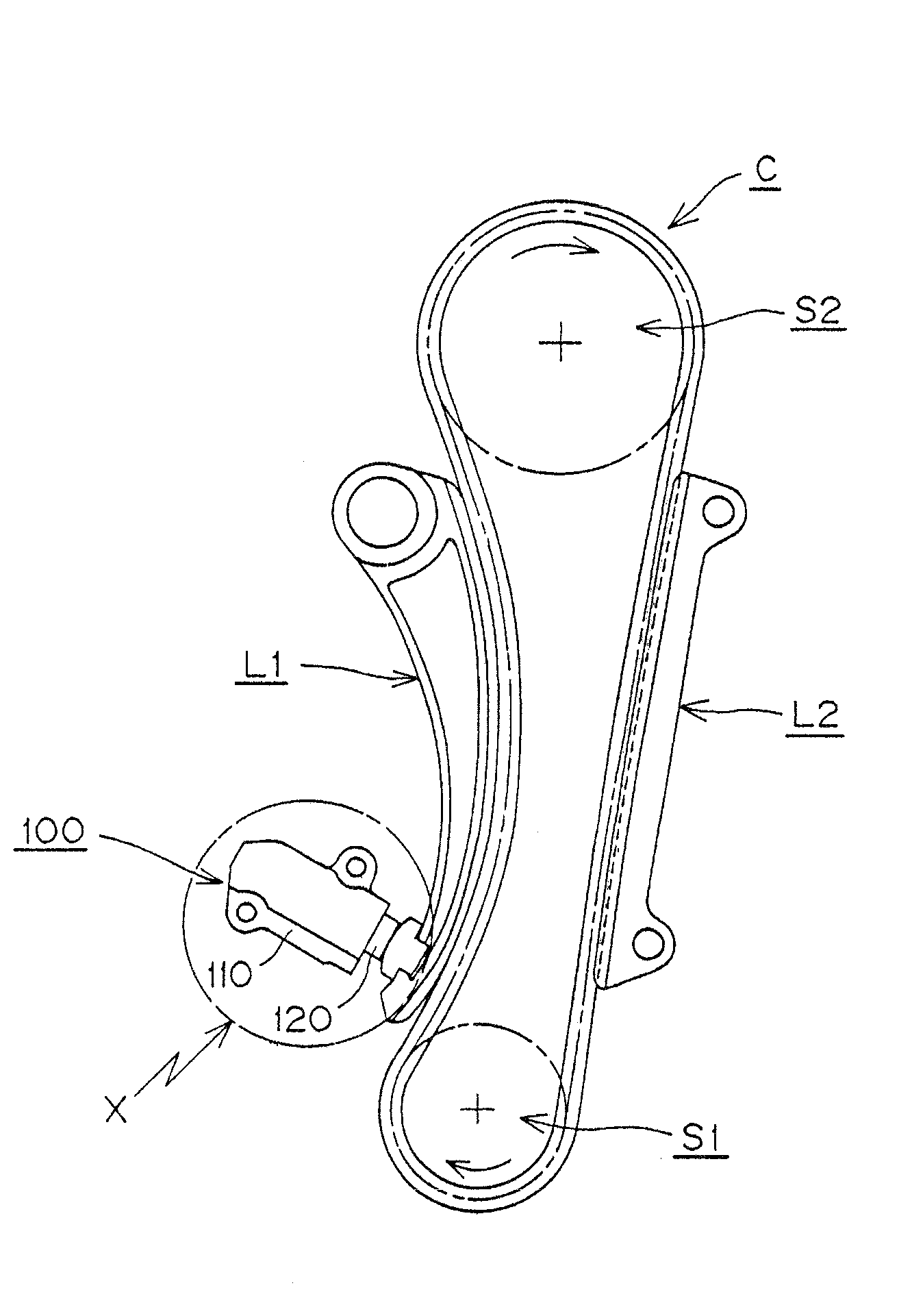 Downward angle settable hydraulic tensioner