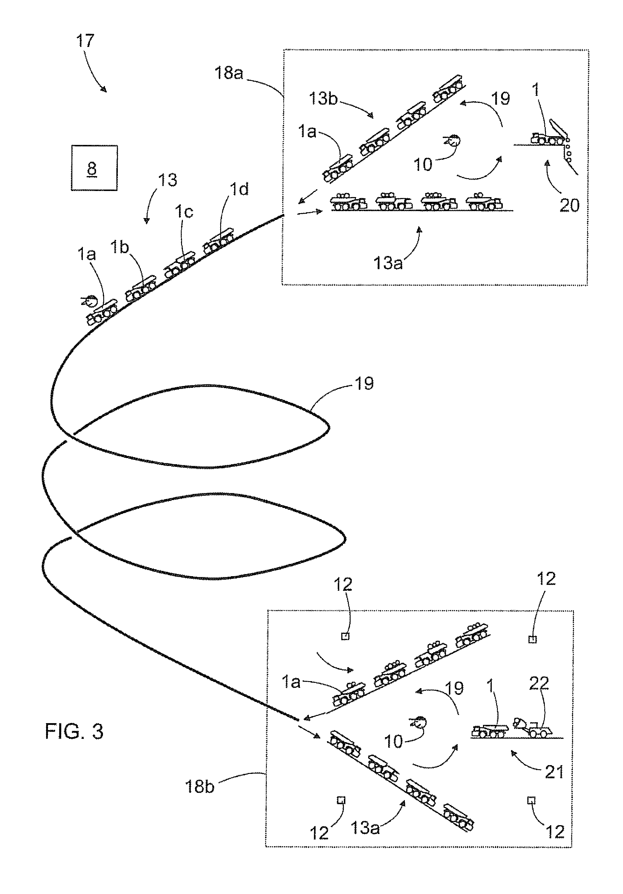 Method of driving plurality of mine vehicles in mine, and transport system