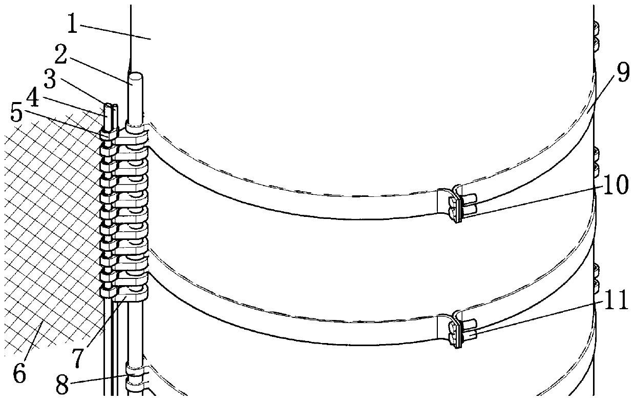 Synthesis fiber mesh connecting method for enclosure culture