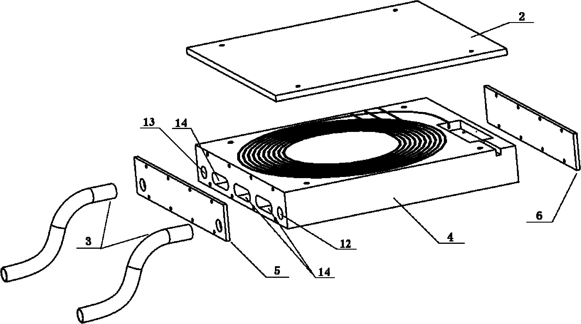 Integral cooling device for high-power optical fiber laser or amplifier