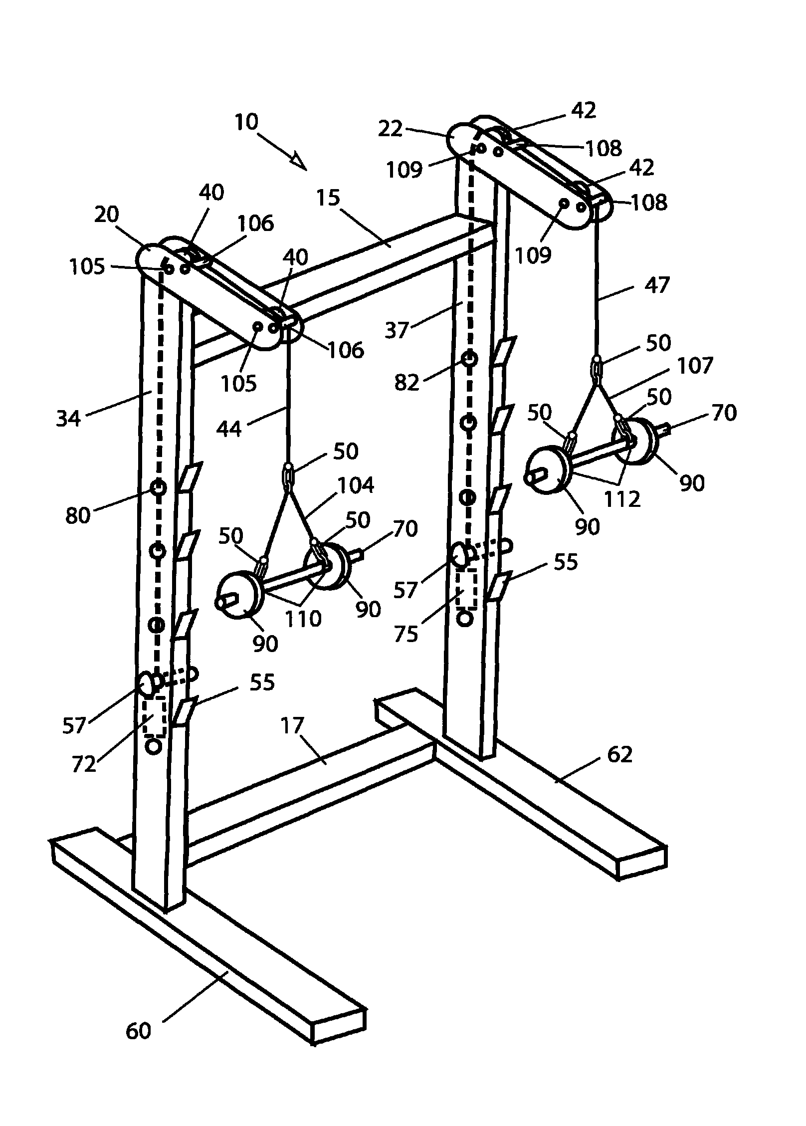 Cable and pulley weightlifting system apparatus