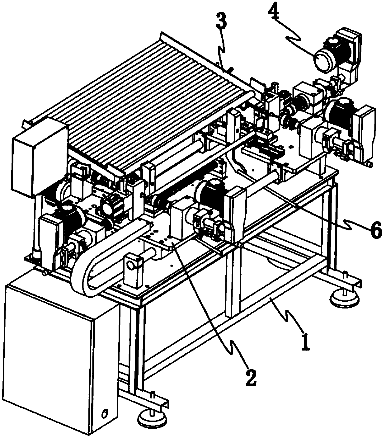 A drilling and chamfering device suitable for processing steel pipes of different sizes